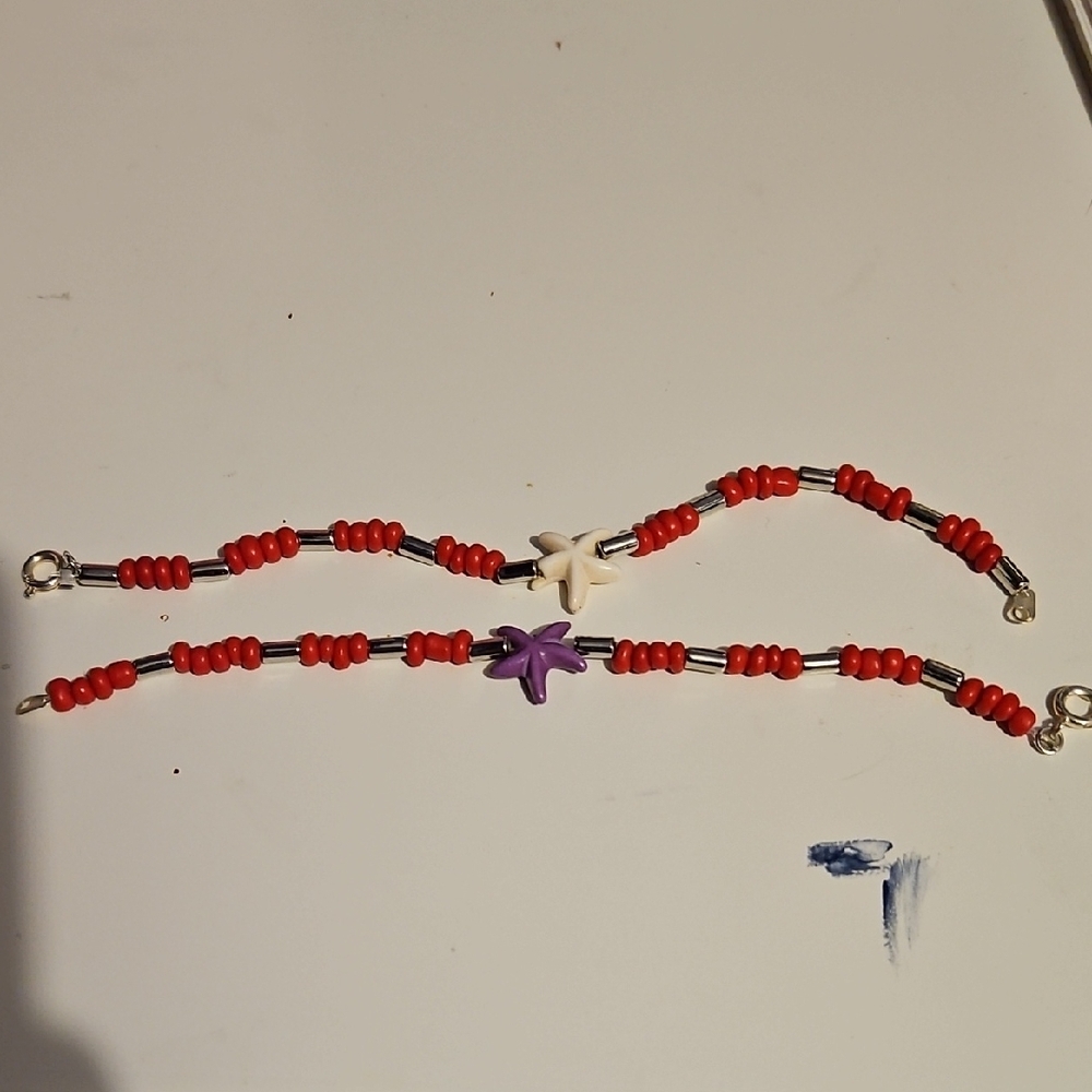 Meru Jewelry Red and Purple Beaded Starfish Bracelet